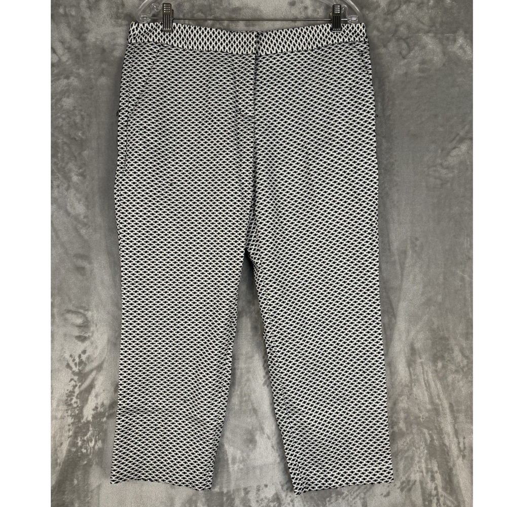 Y2K Express Editor Crop Low Rise Straight Leg Pants Black White Size 10